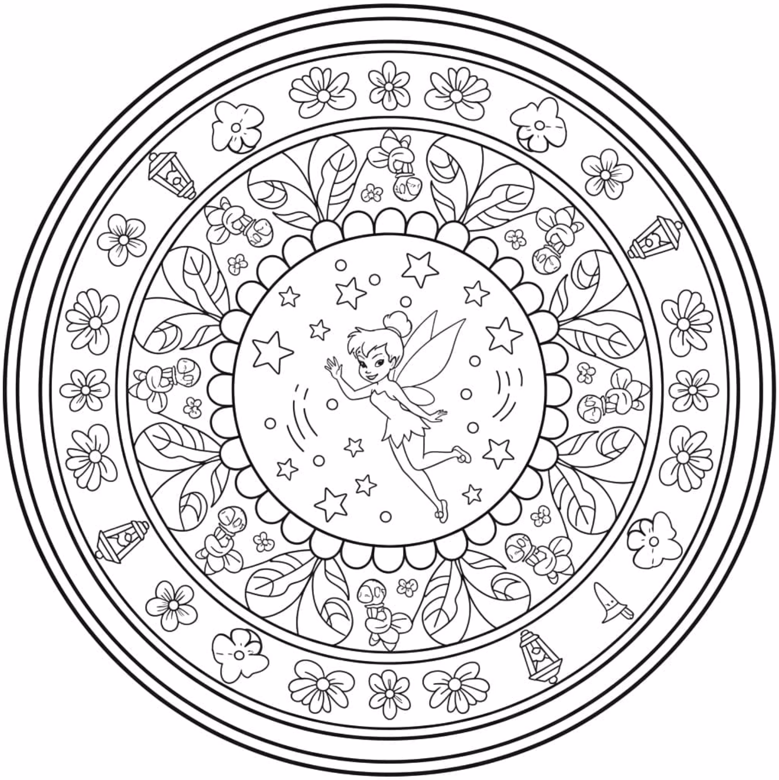Mandalas de hadas para colorear
