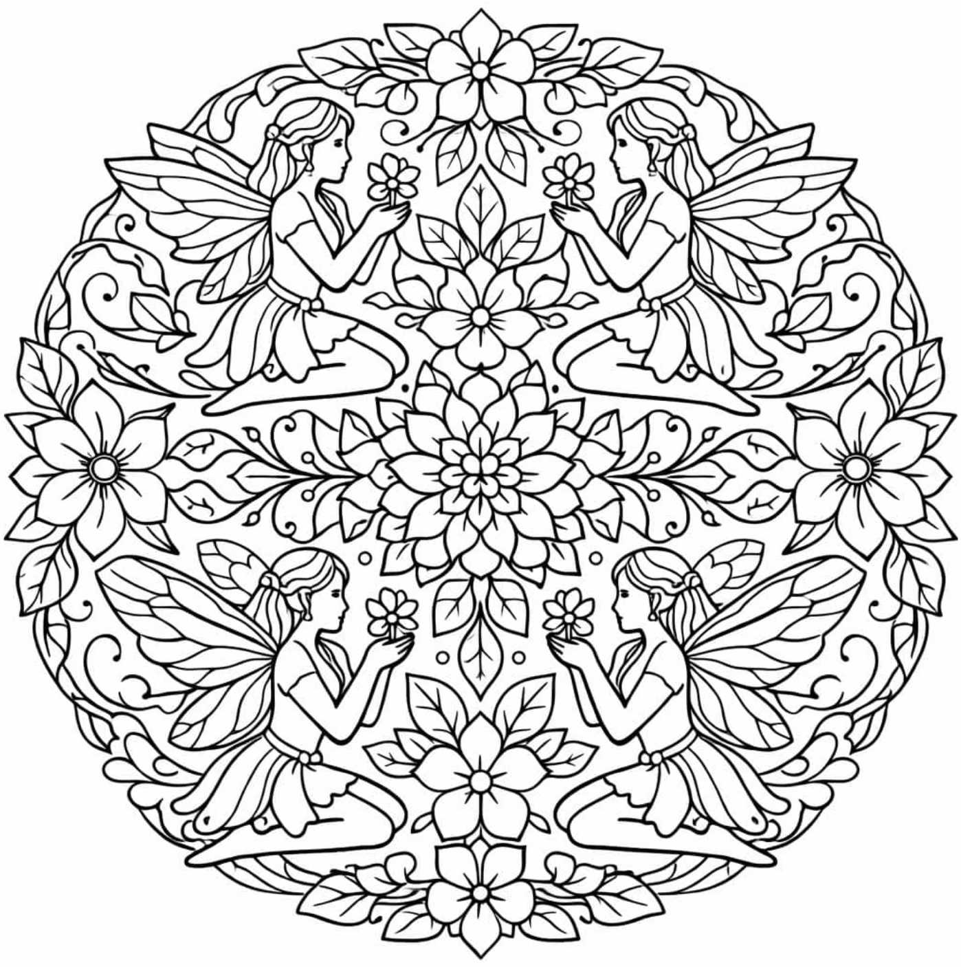 Mandalas de fées à colorier 3