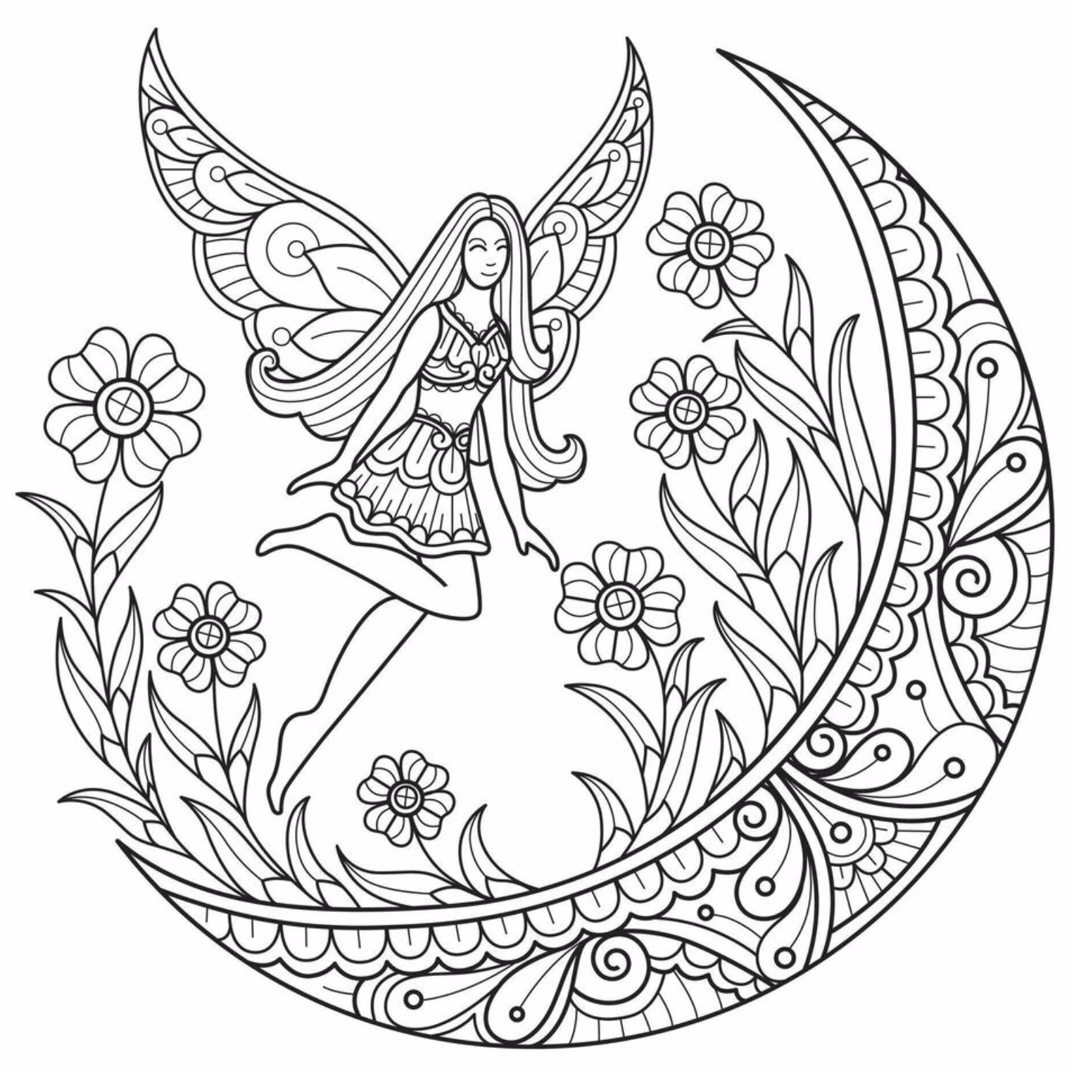 Mandalas de fées à colorier 2