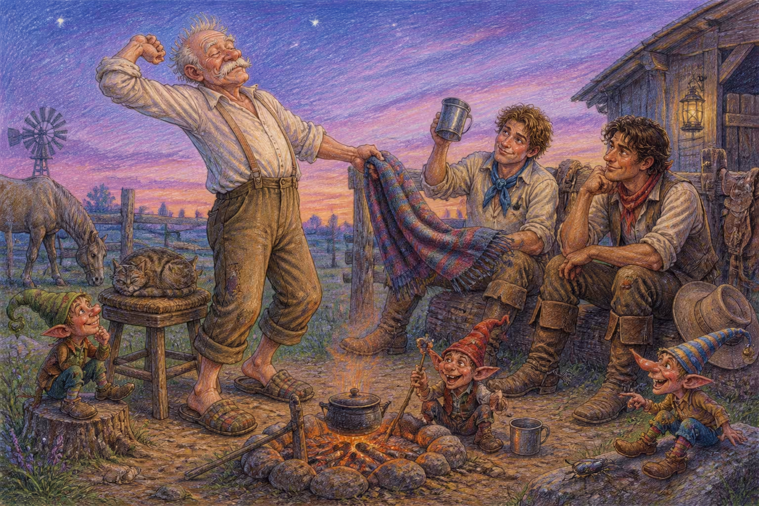 Escena de los Magikitos que ilustra la expresión Buenas noches, los pastores