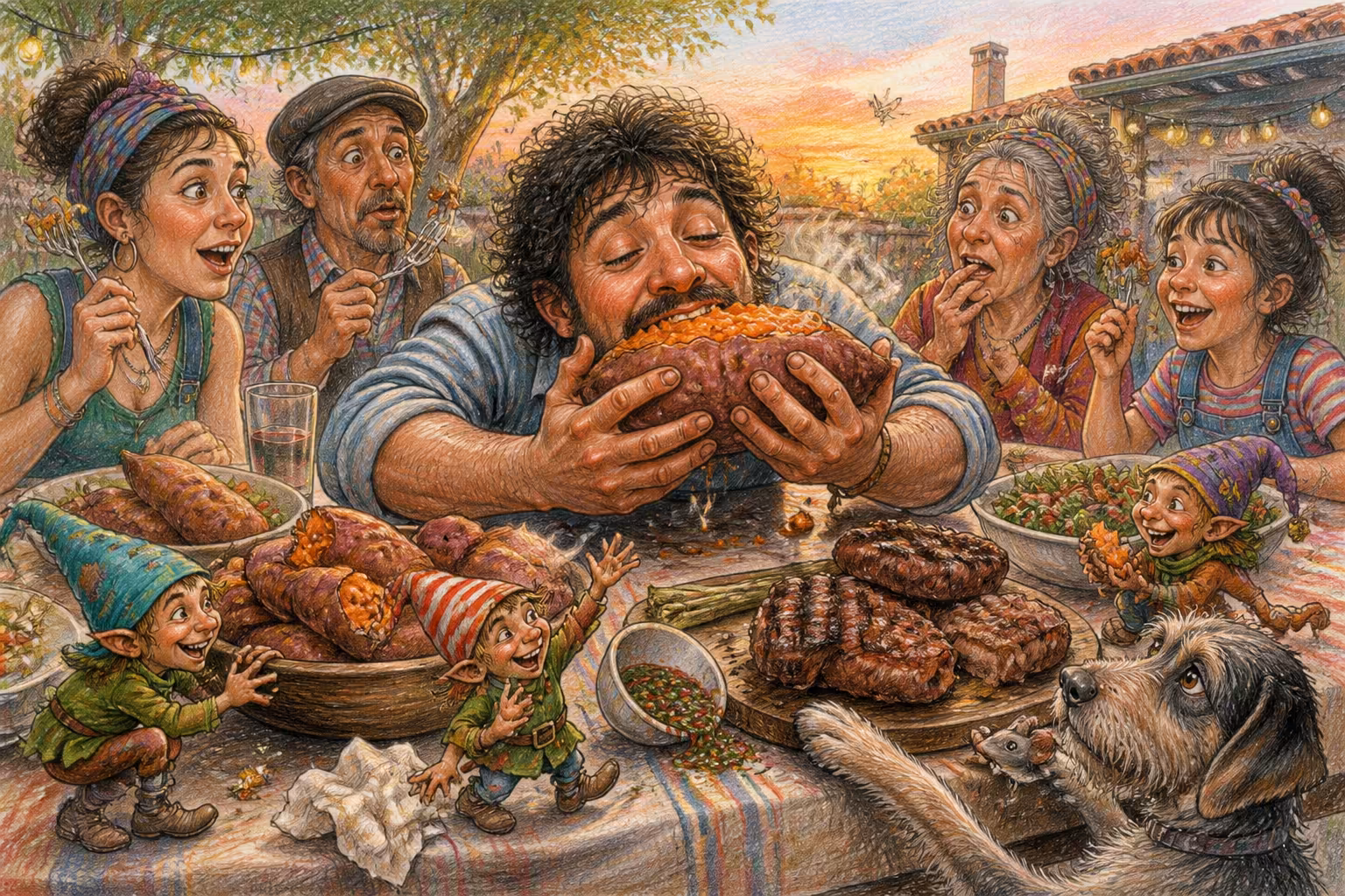 Escena de los Magikitos que ilustra la expresión Entrarle como chancho a la batata