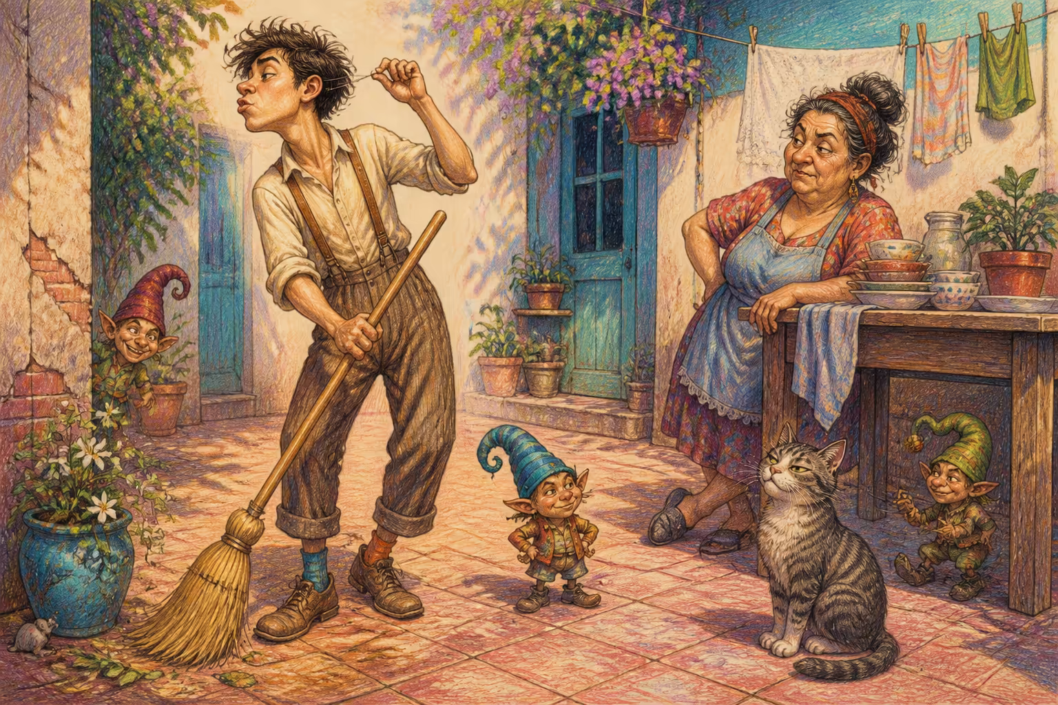 Escena de los Magikitos que ilustra la expresión Tirar la piola