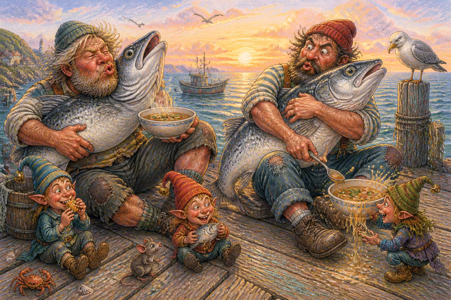 Escena de los Magikitos que ilustra la expresión Tetas y sopa no caben en la boca