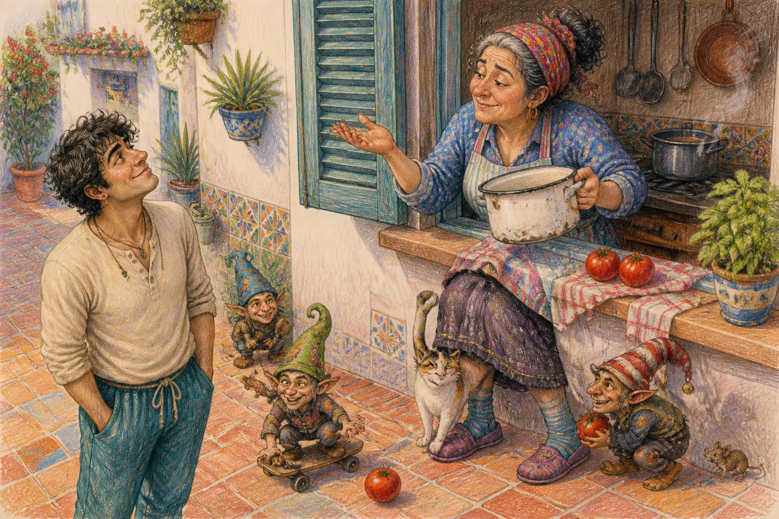 Escena de los Magikitos que ilustra la expresión Pan, pijo y habas