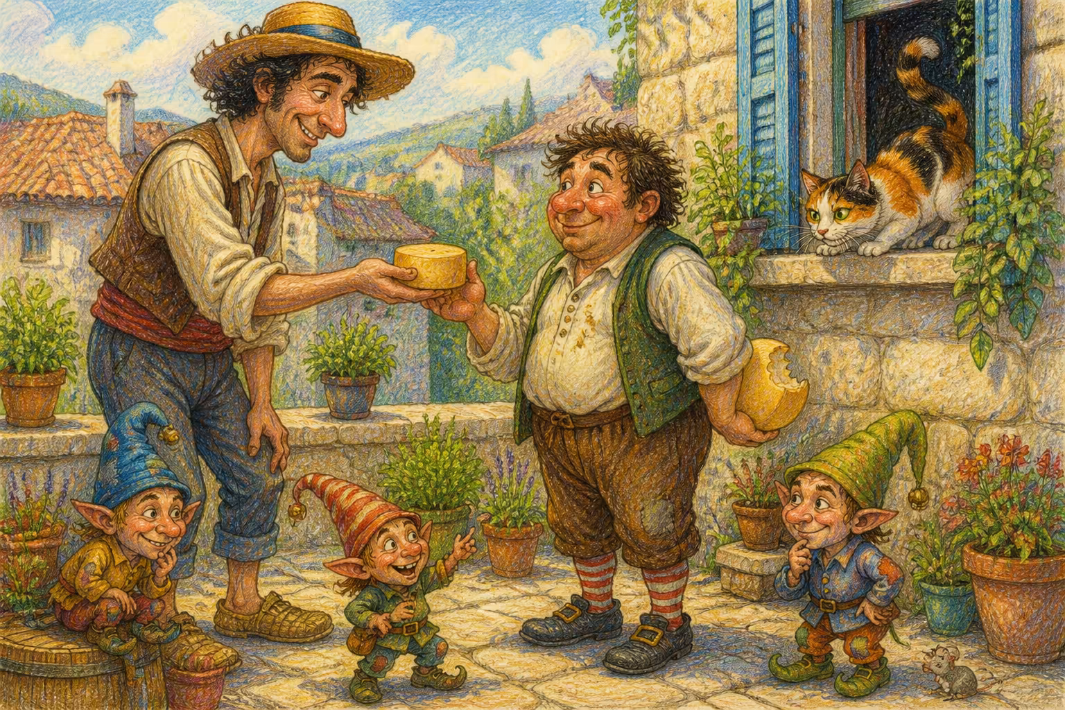 Escena de los Magikitos que ilustra la expresión Amigo ratón del queso y se lo comió