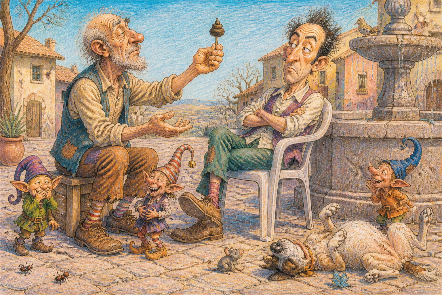 Escena de los Magikitos que ilustra la expresión Una mierda pinchá en un palo