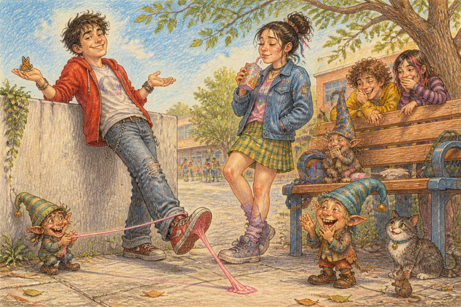 Escena de los Magikitos que ilustra la expresión Pegar el chicle