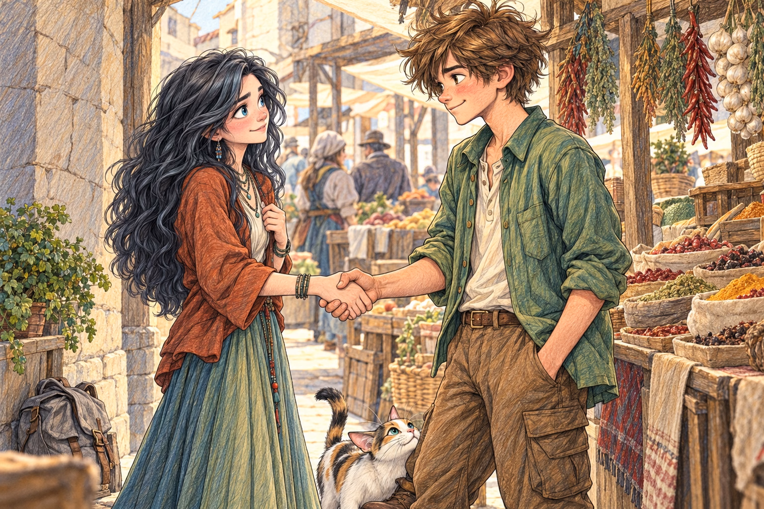 Axel and Eva shake hands as Fay approaches his boots.