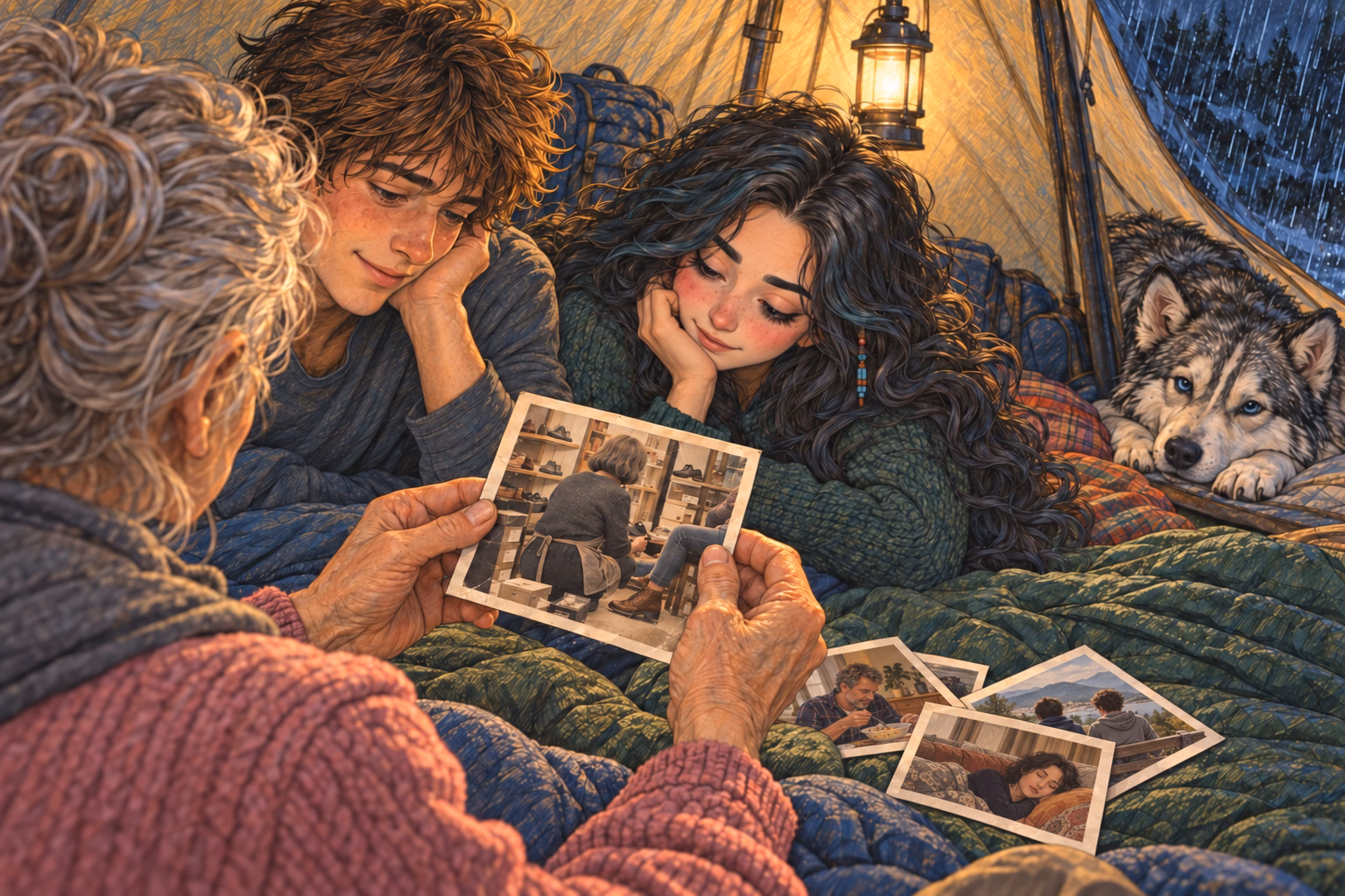 Hortensia holds a photograph of Axel’s mother working in her shoe shop.